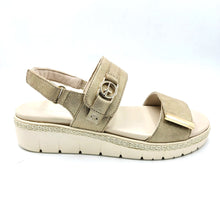 Carica l'immagine nel visualizzatore di Gallery, Tamaris 1-28264-44 champagne sandalo donna in pelle con plantare estraibile e chiusura con tripla fascia con velcro
