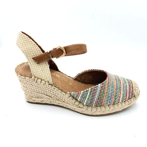 Tamaris 1-9610-42 multicolor espadrllas con cinturino con chiusura a strappo e sottopiede imbottito in pelle