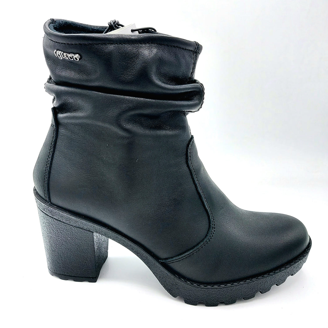 Igi&co 8661400 nero stivaletto donna in pelle con gambale arricciato e cerniera interna