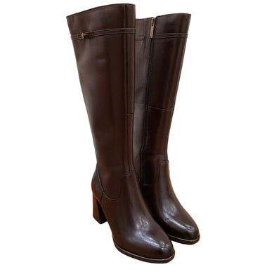 Tamaris 1-25530-45 mogano stivale in pelle con tacco di 8 cm e cerniera posteriore per una migliore regolazione del polpaccio