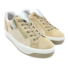 Carica l'immagine nel visualizzatore di Gallery, Igi&amp;co 1144322 crema sneakers donna in pelle e camoscio con doppia chiusura con lacci e cerniera
