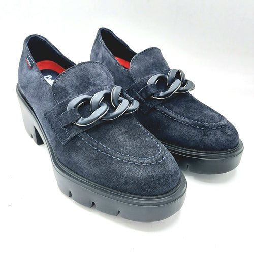 Callaghan 35604 blu navy mocassino in camoscio con accessorio costituito da una catena in tinta 