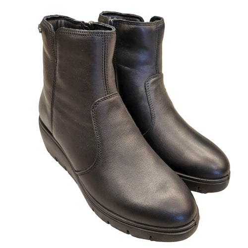 Enval 8766400 nero stivaletto in pelle con zeppa di 6 cm e chiusura con cerniera