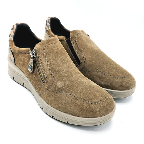 Enval 8777722 fango sneakers donna in pelle scamosciata con chiusura a cerniera e soletta estraibile in memory foam