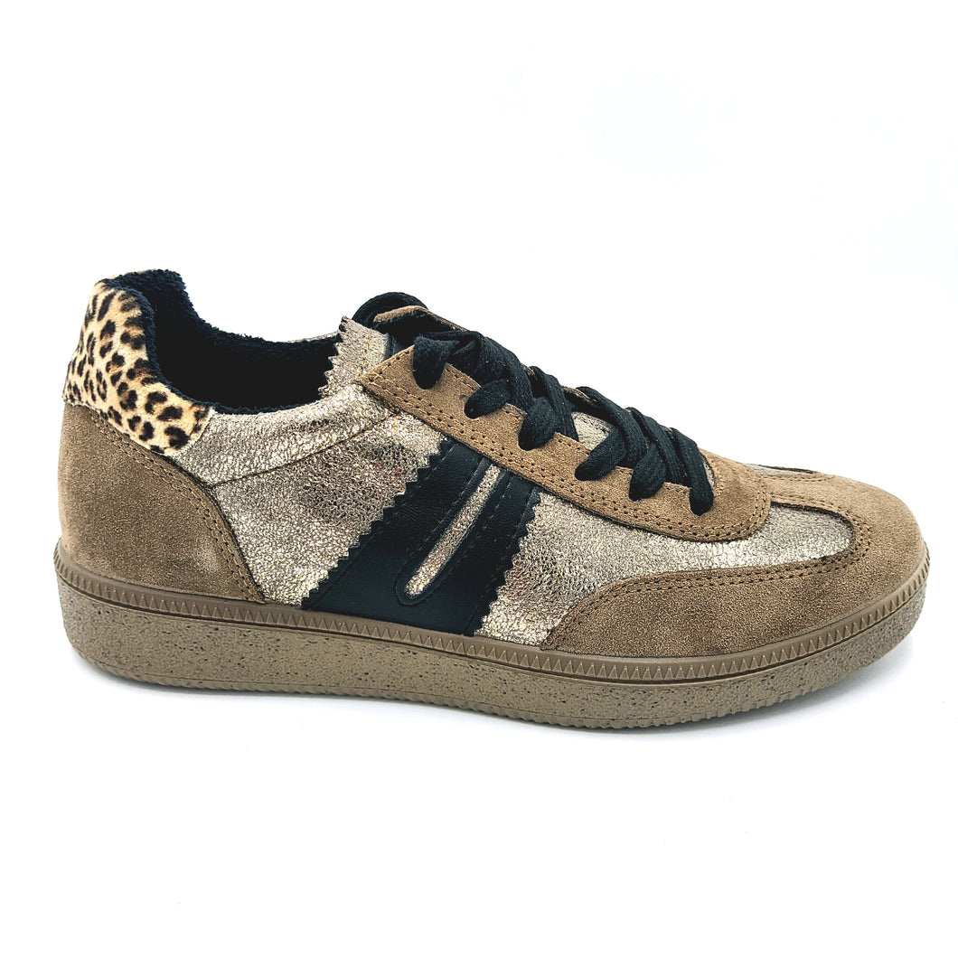 Igi&co 8678711 fango sneakers donna in pelle scamosciata con lacci e riporto nero e maculato