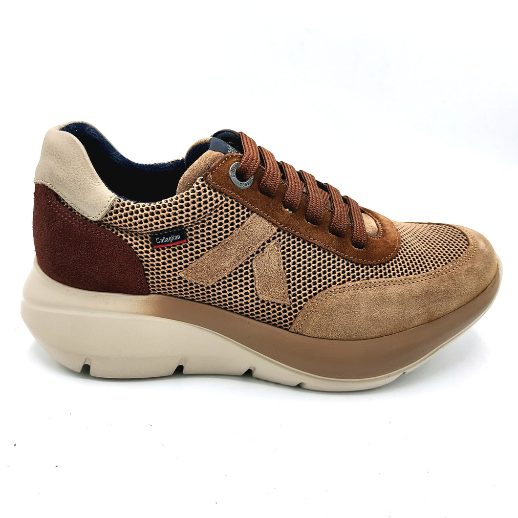 Callaghan 62400 visone sneakers donna stringata in pelle scamosciata e tessuto con suola con sistema adaptaction