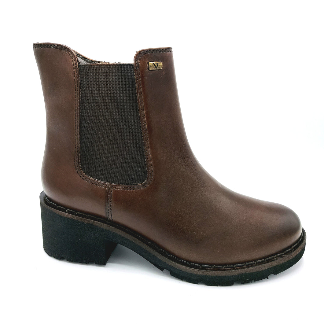 Valleverde 17121 marrone stivaletto in pelle con cerniera ed elastico, dotato di suola super leggera