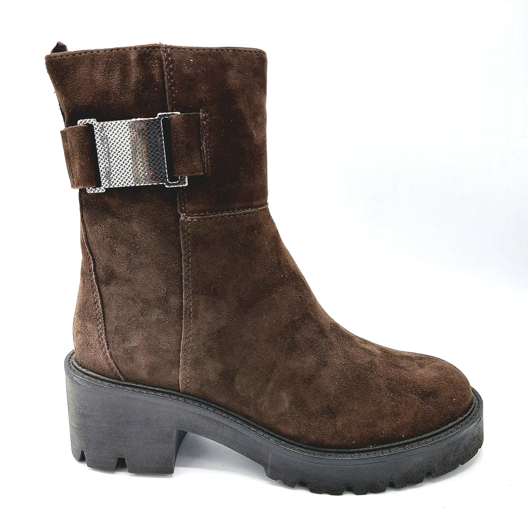 Vueva WH500H03 marrone stivaletto in camoscio con chiusura a cerniera e fibbia decorativa laterale