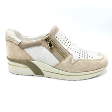 Carica l'immagine nel visualizzatore di Gallery, Valleverde VNF551W beige  sneaker in vitello traforato con cerniera laterale
