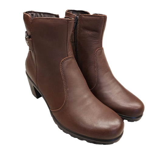 Enval 8755011 cioccolato stivaletto con tacco da 6 cm e chiusura a cerniera decorata con fibbia laterale