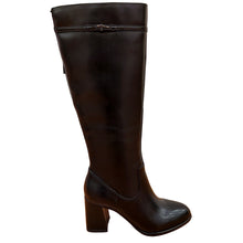 Carica l&#39;immagine nel visualizzatore di Gallery, Tamaris 1-25530-45 nero stivale in pelle con tacco di 8 cm e cerniera posteriore per una migliore regolazione del polpaccio
