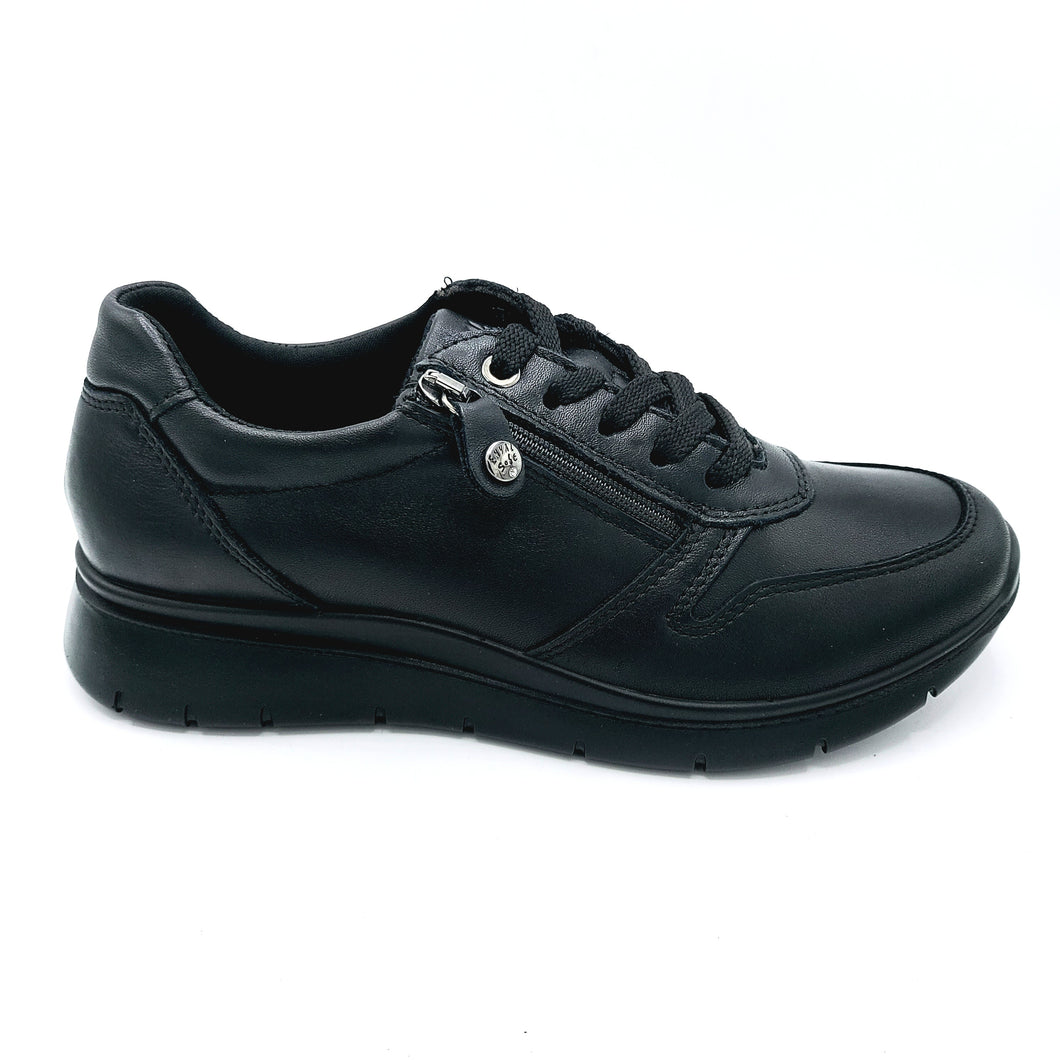 Enval 8774900 nero sneakers basse in pelle con chiusura a cerniera e lacci