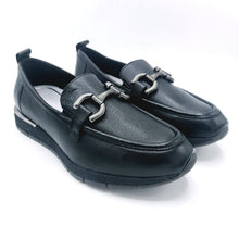 Carica l&#39;immagine nel visualizzatore di Gallery, Tamaris 1-24711-42 nero mocassino in pelle con morstetto dotato di soletta estraibile 
