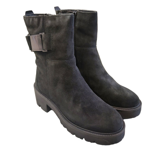 Vueva WH500H03 nero stivaletto in nabuk con fibbia laterale decorativa