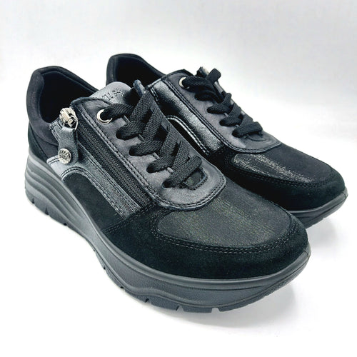 Enval 8780600 nero sneakers donna in pelle scamosciata e tessuto con chiusura a cerniera e lacci