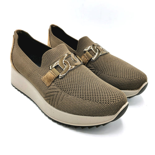 Enval 8779233 taupe slip on in tessuto elasticizzato con morsetto, dotato di soletta estraibile in memory foam