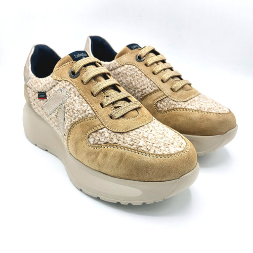 Callaghan 61605 corda sneakers donna stringata in pelle scamosciata e tessuto effetto lana 