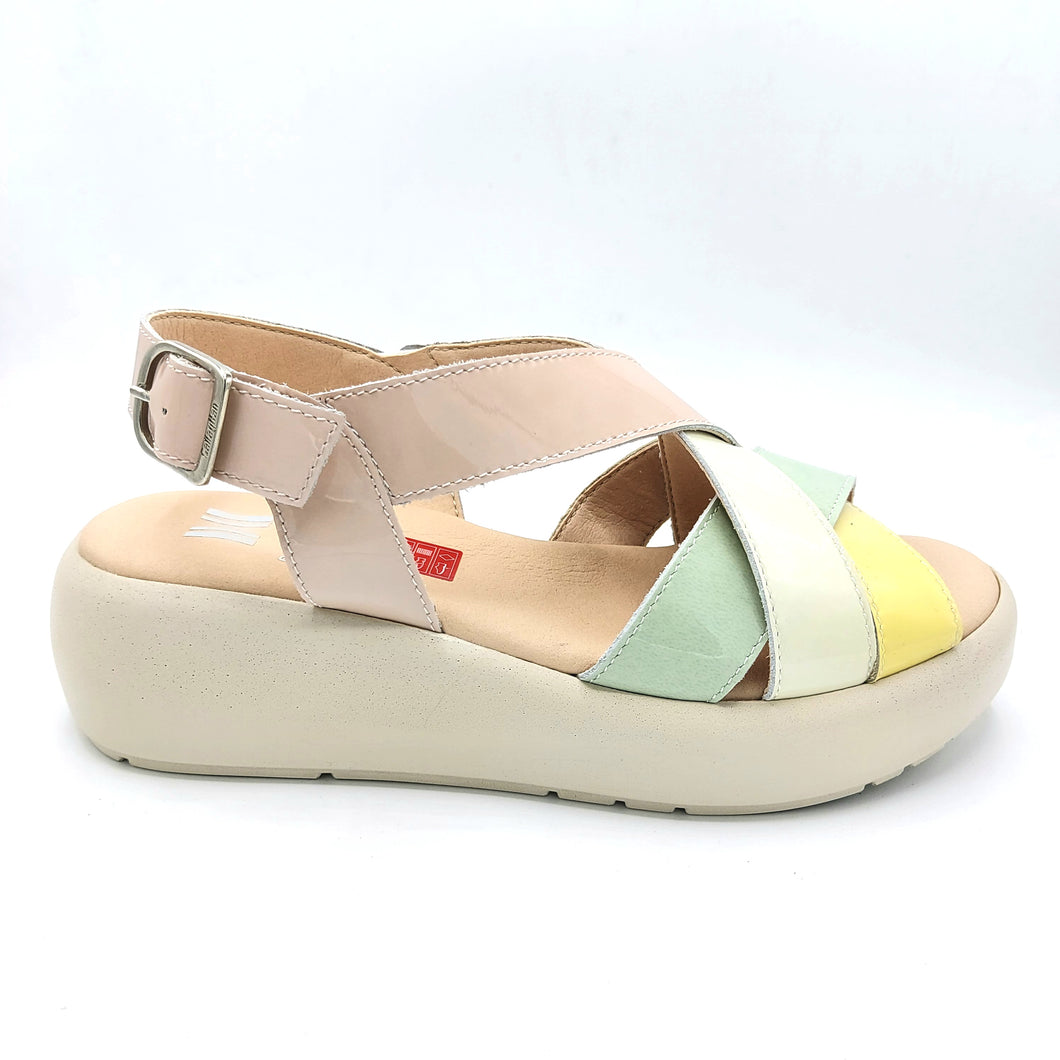 Callaghan 34001 multicolor sandalo con fasce incrociate in vernice con zeppa di 5 cm