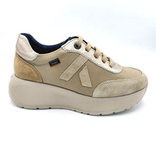Carica l&#39;immagine nel visualizzatore di Gallery, Callaghan 61605 beige sneakers donna stringata in pelle e camoscio 
