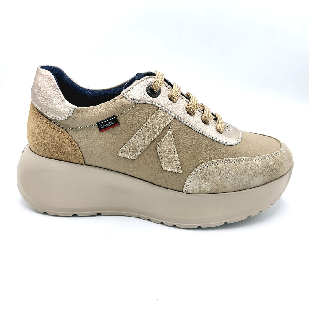 Callaghan 61605 beige sneakers donna stringata in pelle e camoscio 