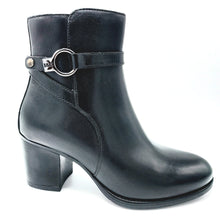 Carica l'immagine nel visualizzatore di Gallery, Igi&amp;co 2187700 nero stivaletto donna in pelle con tacco largo di 7 cm e chiusura con cerniera 
