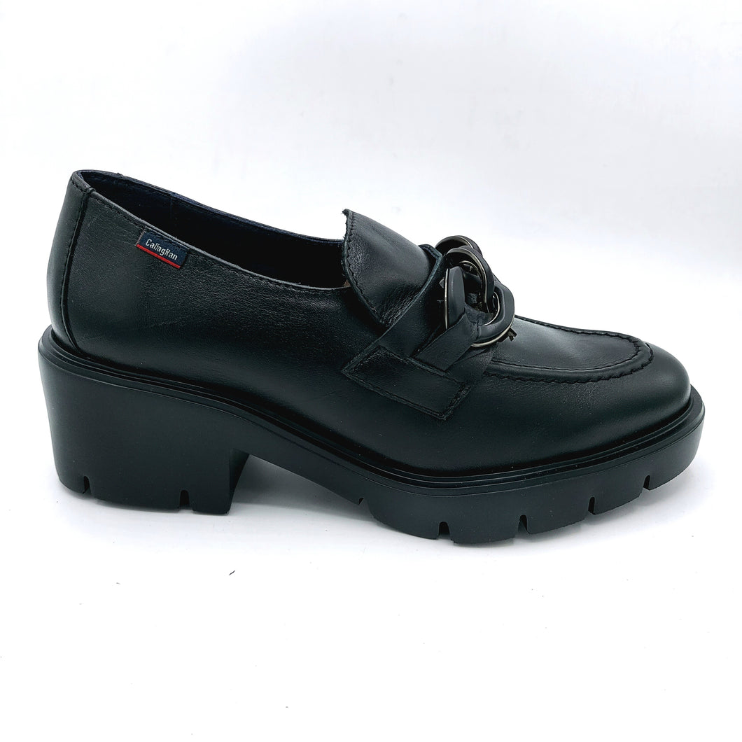 Callaghan 35604 nero mocassino in pelle con dettaglio decorativo costituito da una catena n tinta