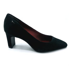 Carica l'immagine nel visualizzatore di Gallery, Tamaris 1-22455-47 nero dècollète donna in pelle scamosciata con punta quadrata e tacco largo di 7 cm
