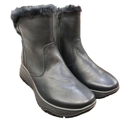 Enval 8780700 nero stivaletto donna in pelle con pianta larga e fodera con pelliccia ecologica. Dotata di soletta estraibile in memory foam