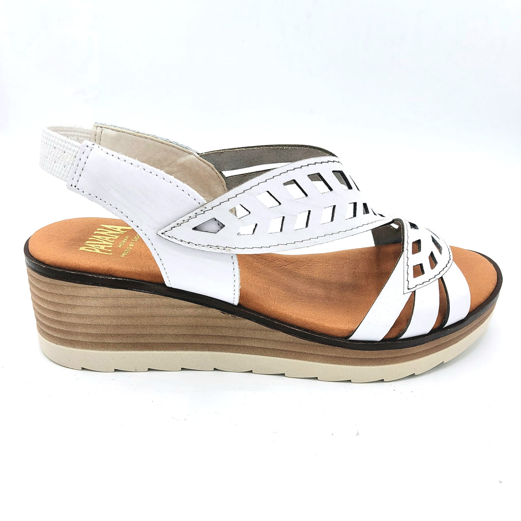 Pavana NUUK bianco sandalo in pelle con tomaia ritagliata a laser e sottopiede imbottito