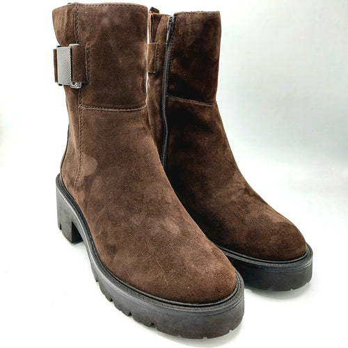Vueva WH500H03 marrone stivaletto in camoscio con chiusura a cerniera e fibbia decorativa laterale