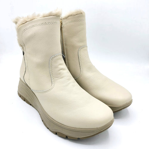 Enval 8780722 avorio stivaletto in pelle linea comoda foderata con pelliccia ecologica e soletta estraibile