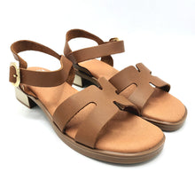 Carica l'immagine nel visualizzatore di Gallery, Pavana OKA cuoio sandalo in pelle con tacco 3 cm, dotato di braccialetto alla caviglia
