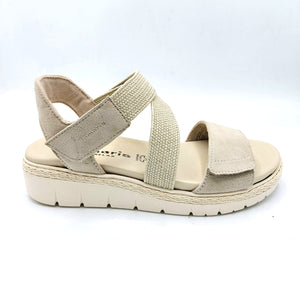 Tamaris 1-28241-24 beige sandalo in camoscio con chiusura con doppio velcro e plantare estraibile