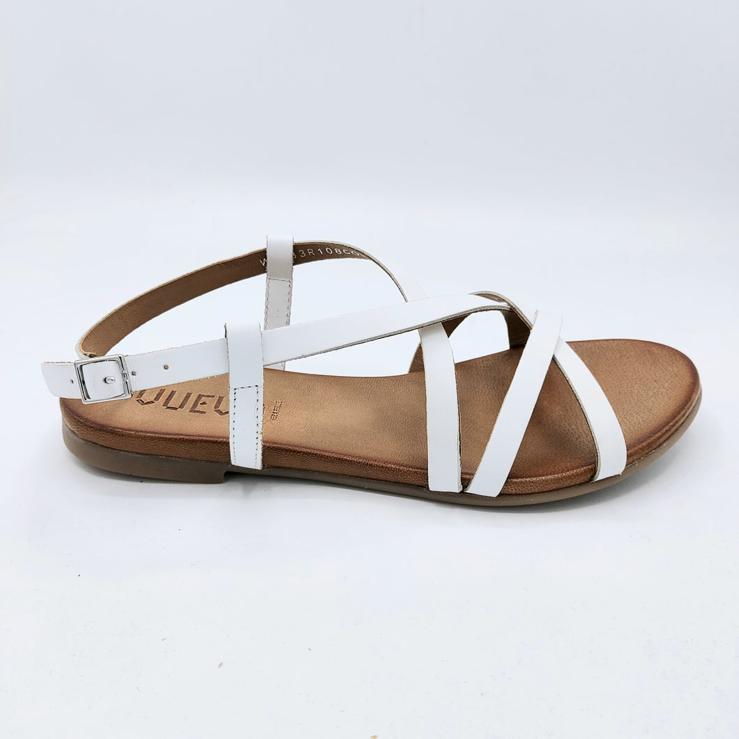 Vueva WD133R108 bianco sandalo basso in pelle con strisce incrociate