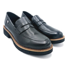 Carica l'immagine nel visualizzatore di Gallery, Valleverde 17180 nero mocassino in morbida pelle con guardolo a contrasto color cuoio
