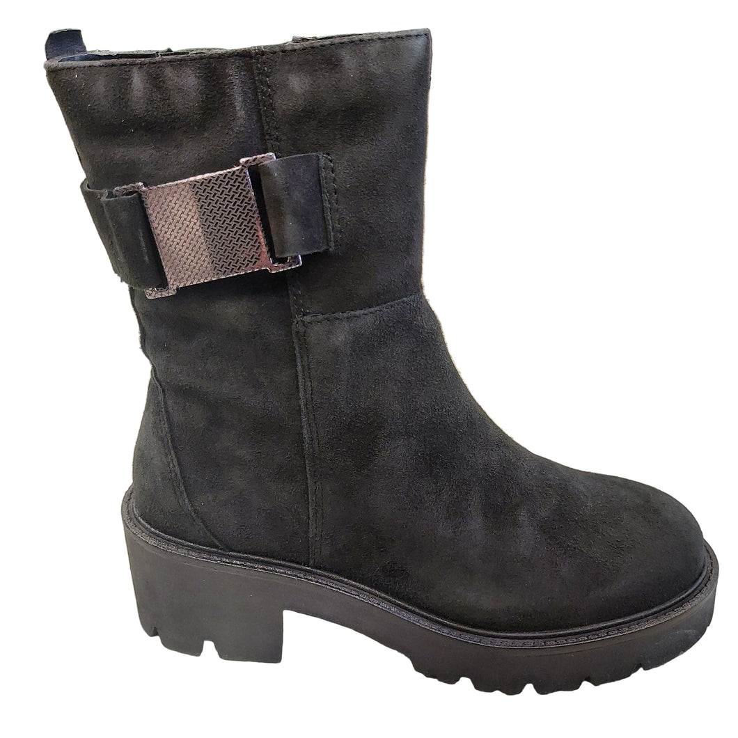 Vueva WH500H03 nero stivaletto in nabuk con fibbia laterale decorativa