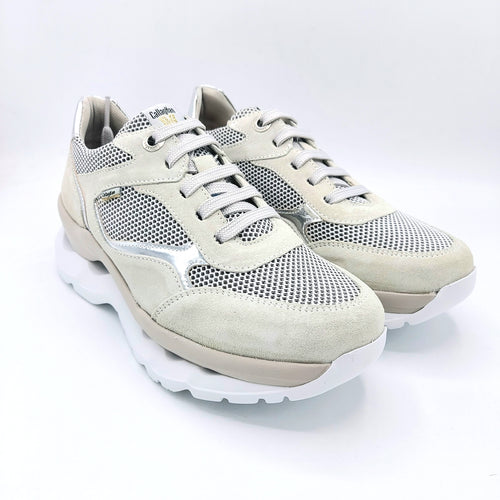 Callaghan 61501 bianco sneakers donna stringata in pelle scamosciata e tessuto con suola con sistema adaptaction