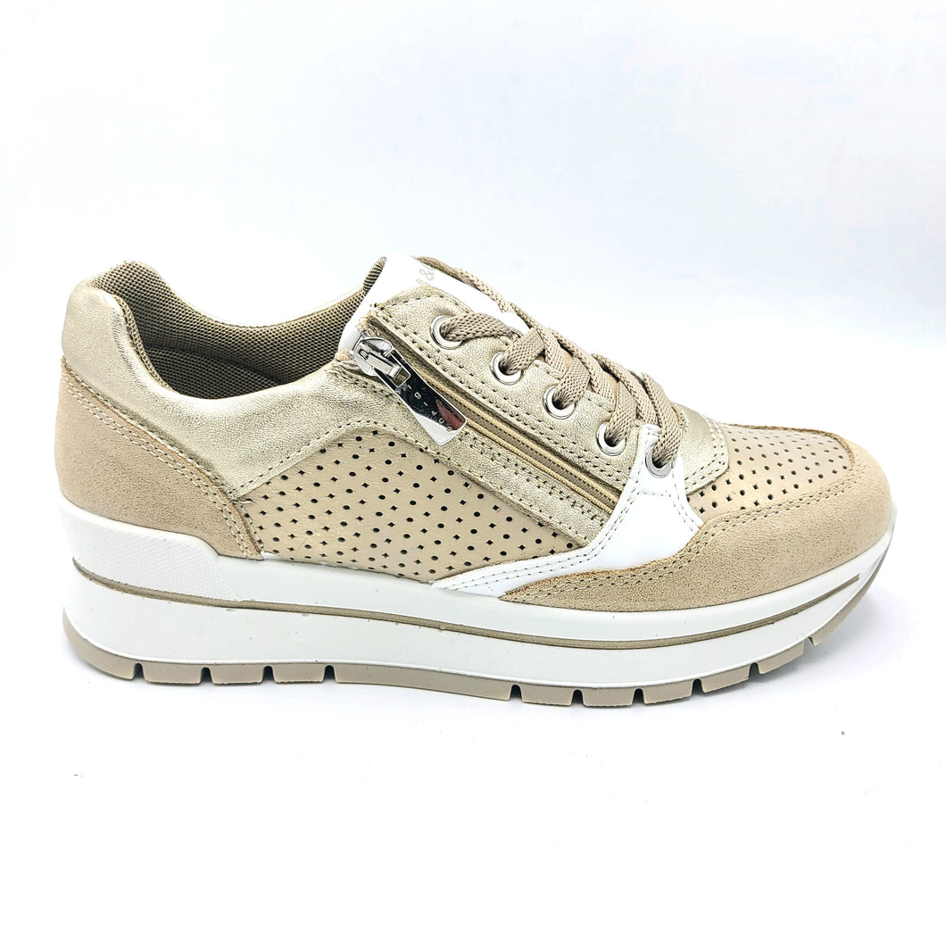 Igi&o 7660733 beige sneakers donna con lacci e cerniera. Dotata di soletta estraibile in memory foam