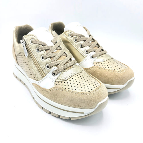 Igi&o 7660733 beige sneakers donna con lacci e cerniera. Dotata di soletta estraibile in memory foam