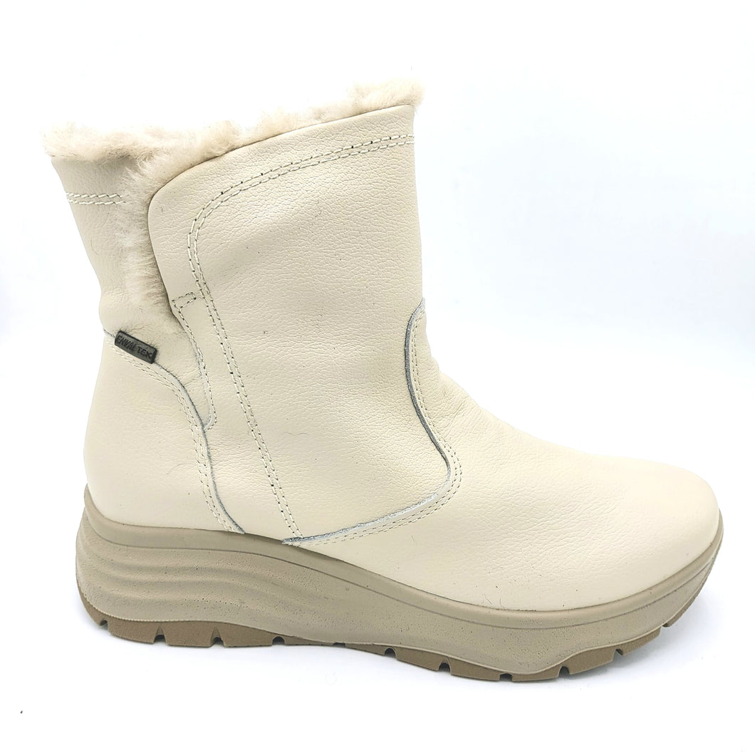 Enval 8780722 avorio stivaletto in pelle linea comoda foderata con pelliccia ecologica e soletta estraibile