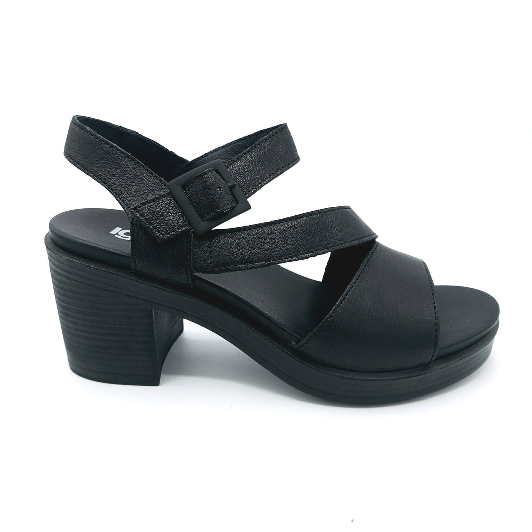 Igi&co 7674200 nero sandalo in pelle con tacco largo di 8 cm e plateau di 2,5 cm