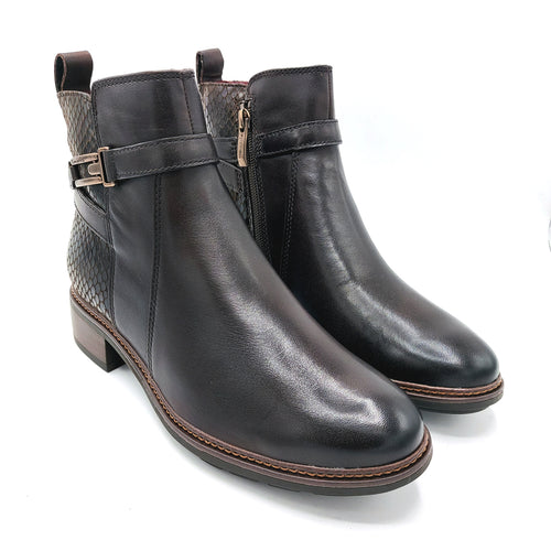 Tamaris 1-25391-45 testa di moro stivaletti bassi in pelle con effetto pitone posteriore