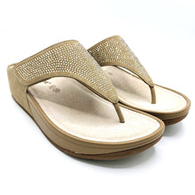 Carica l'immagine nel visualizzatore di Gallery, Valleverde V650Z taupe infradito con fascia regolabile a strappo e strass decorativi
