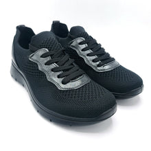 Carica l'immagine nel visualizzatore di Gallery, Enval 1265600 nero sneakers basse in tessuto elasticizzate con soletta estraibile in memory foam
