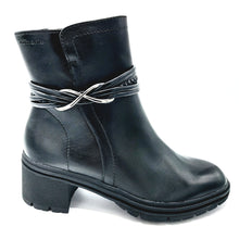 Carica l'immagine nel visualizzatore di Gallery, Tamaris 1-25492-47 nero stivaletto donna casual in pelle con tacco di 6 cm e suola sportiva
