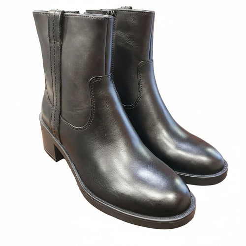 Vueva WH497H04 nero stivaletto donna in pelle con tacco di 5 cm e cerniera laterale