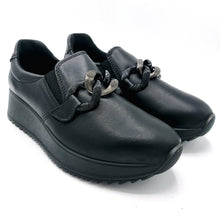 Carica l'immagine nel visualizzatore di Gallery, Enval 2285300 nero mocassino donna in pelle con morsetto frontale e soletta estraibile in memory foam

