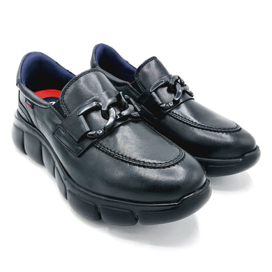 Callaghan 64704 nero mocassino donna in pelle con catena decorativa e calzata step in, che aiuta la calzata senza l'ausilio del calzante 