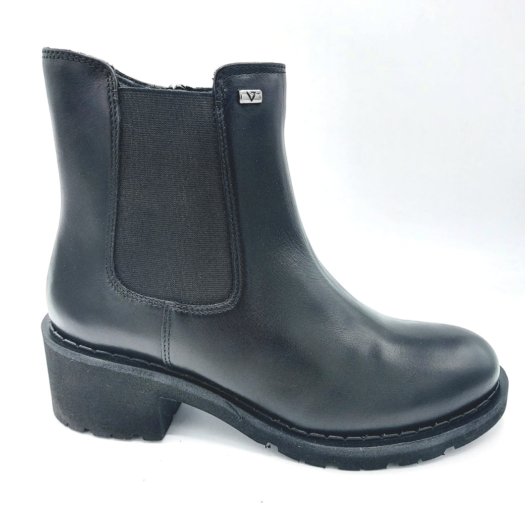 Valleverde 17121 nero stivaletto in pelle con cerniera ed elastico, dotato di suola super leggera