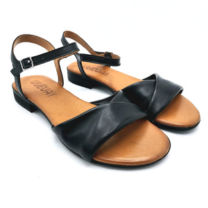Vueva WD314R46 nero sandalo basso in pelle con braccialetto alla caviglia 